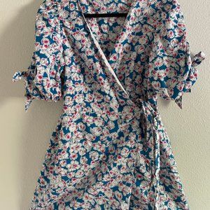 Zara Blue Floral Wrap Dress